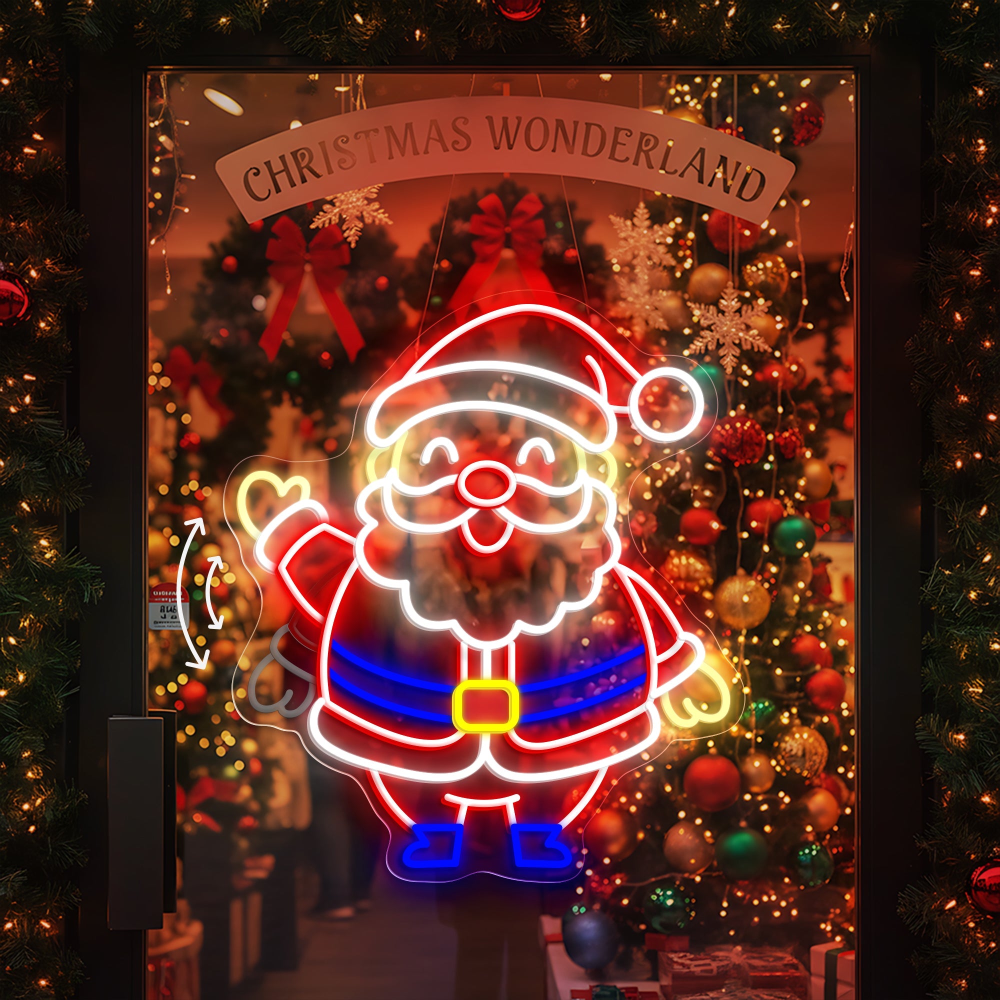 Santa Waving Hand Neon Sign – Funny Christmas LED Light for Holiday Home & Party Décor