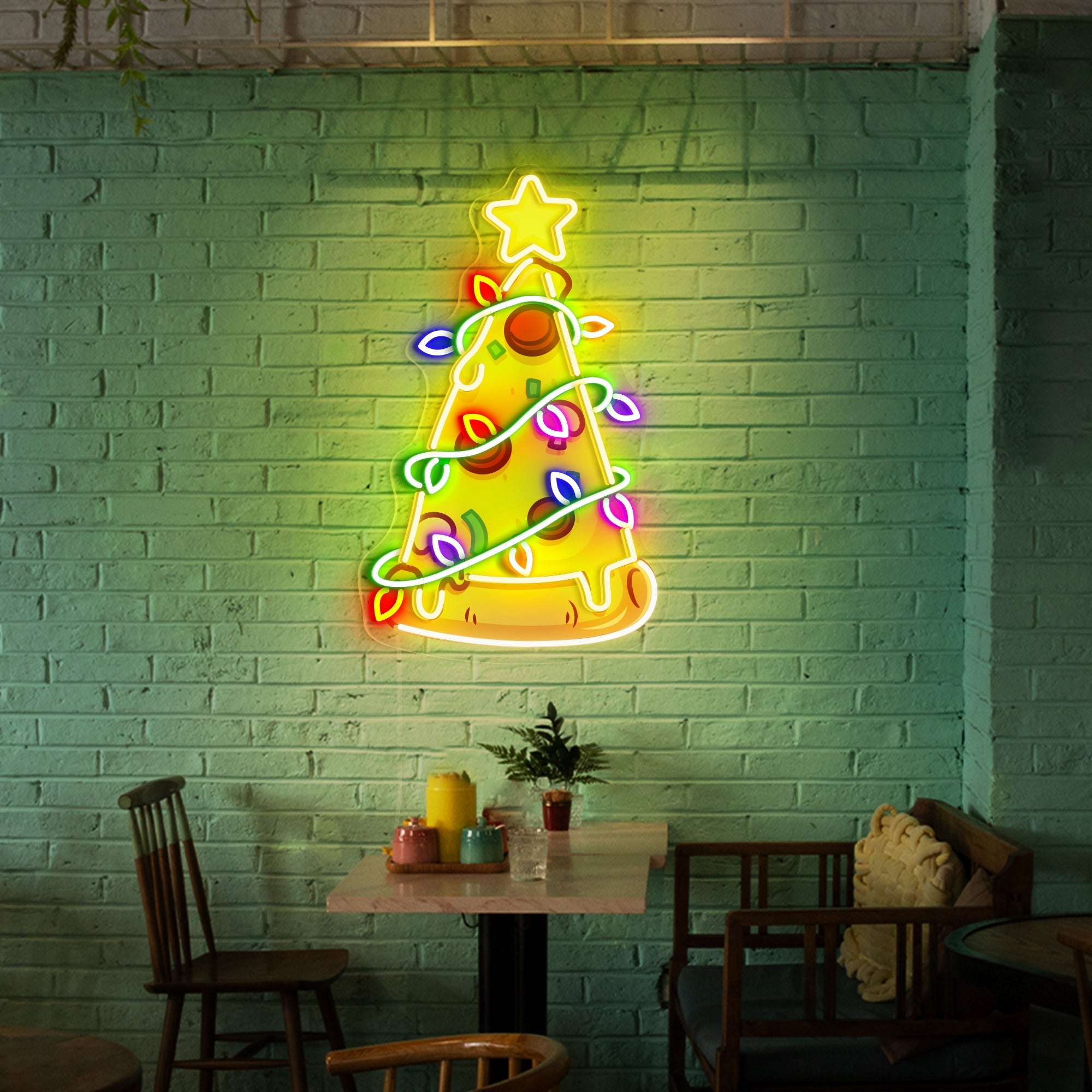 Pizza Christmas LED Neon Sign