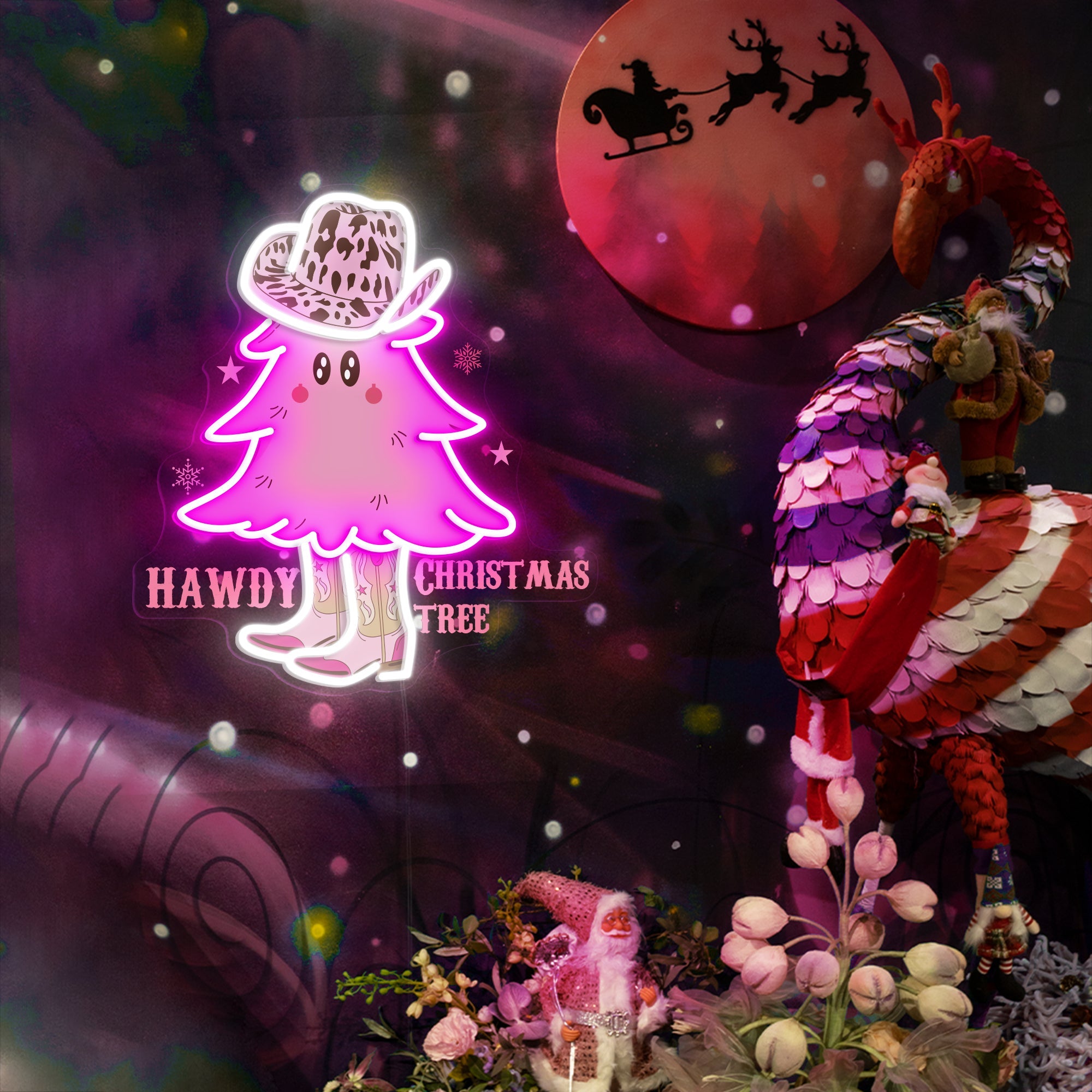 Howdy Christmas Tree LED Neon Sign