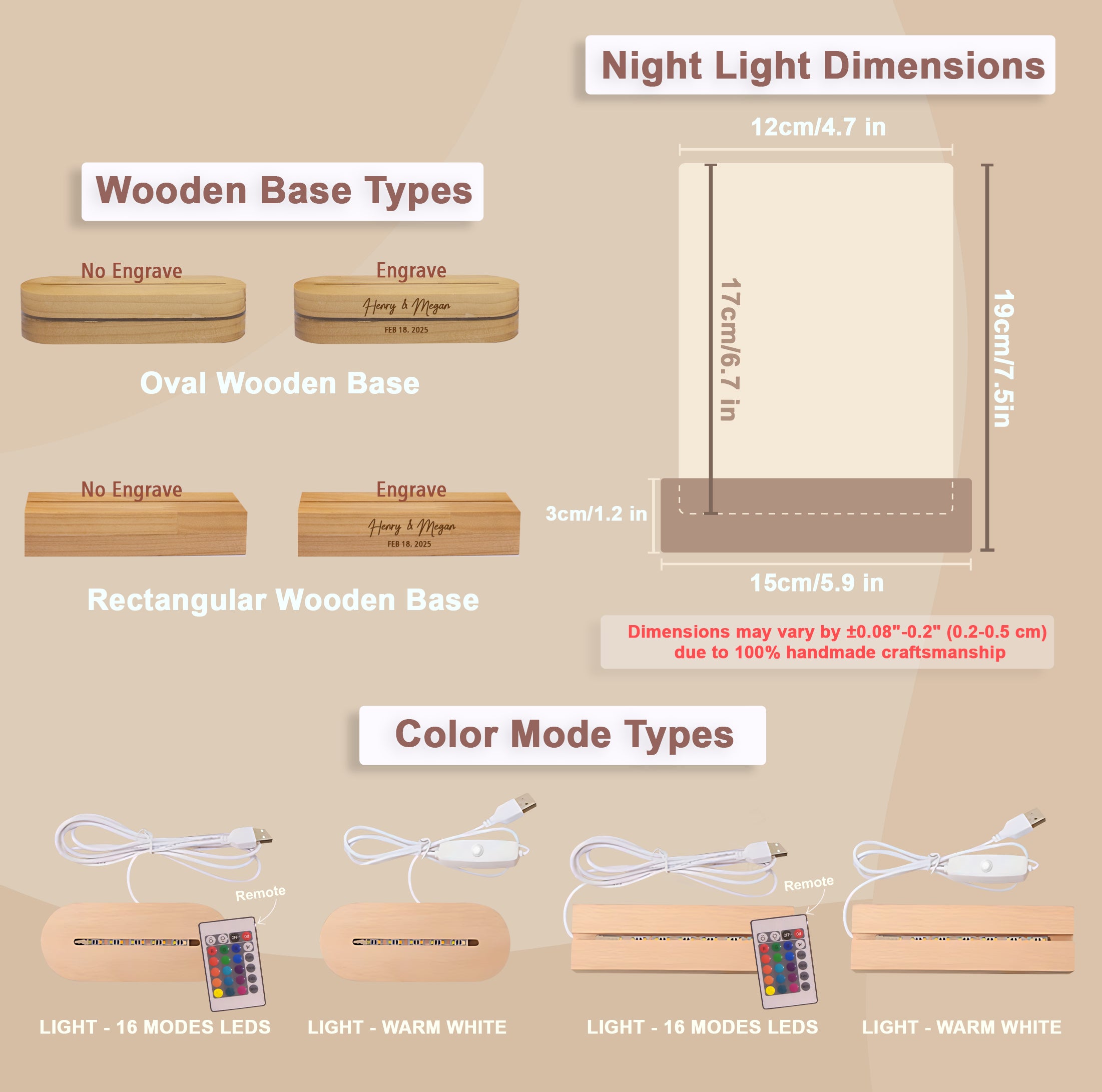 Custom 3 Photos with Quote Acrylic Lamp