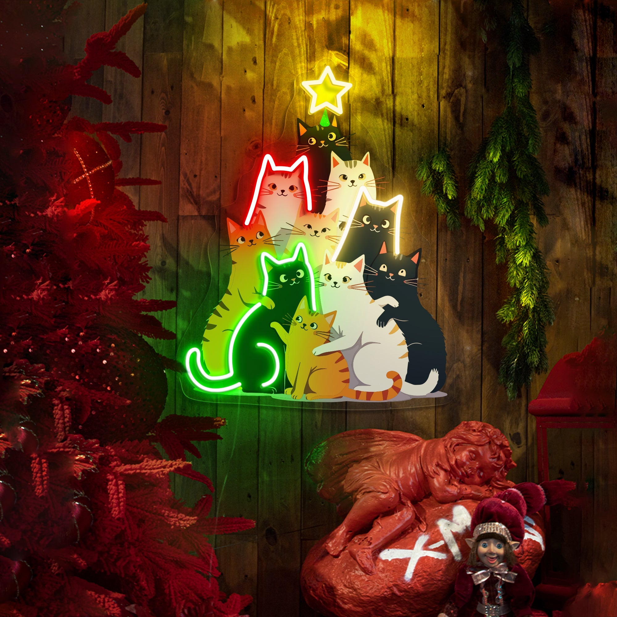 Cat Christmas Tree LED Neon Sign