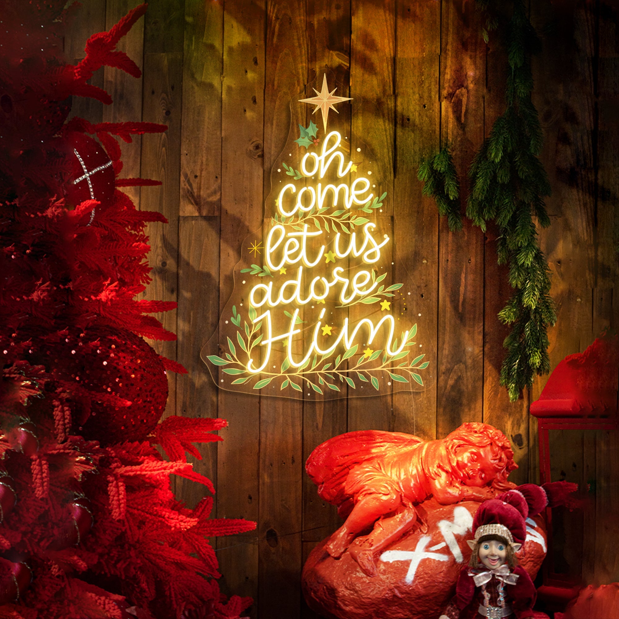 Oh Come Let Us Adore Him LED Neon Sign