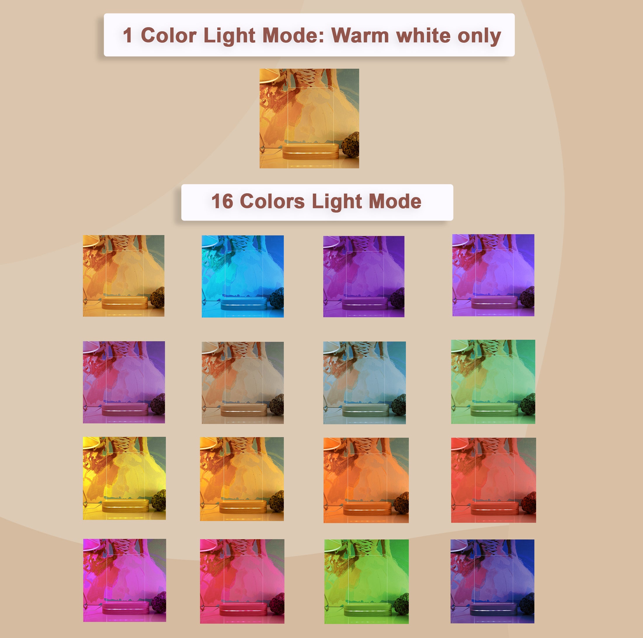 Custom 3 Photos with Quote Acrylic Lamp